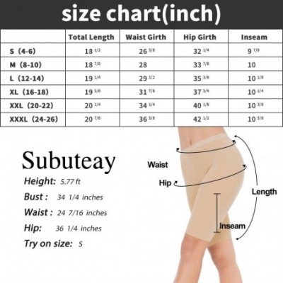 Shapewear Womens Lace Slip Shorts for Under Dresses Short Leggings Mid Thigh Stretchy Undershorts - Flat Edge - Nude - C619ER...