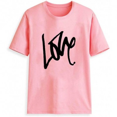 Thermal Underwear Love T-Shirt for Women Summer Print Short SleeveTunic Blouse Top - A Pink - CG18U8IZ509