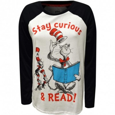 Tops Women's Dr. Seuss Cat in The Hat Stay Curious Sleep Tee - CK19DCMZOT4