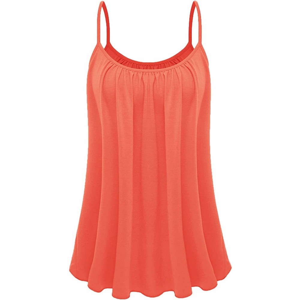 Camisoles & Tanks Plus Size Cami Basic Camisole Tank Top Womens T-Shirt - Salmon Orange - CY18CQS08RQ