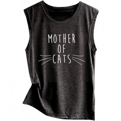 Thermal Underwear Women's Cute Cat Vest Casual Loose Top Sleeveless Vest Sports Short Sleeve - A9-black - C7196EER9CI