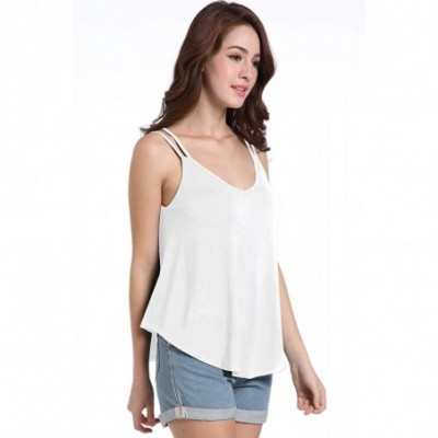 Camisoles & Tanks Women's Summer Tops Loose Fit Spaghetti Strap Camisoles Tunic Tank - White - CD18GGSMOM3