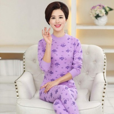 Thermal Underwear 95% Cotton Printed Turtleneck Second Female Thermal Skin Women's Thermal Underwear Set - As Photo9 - CS192R...