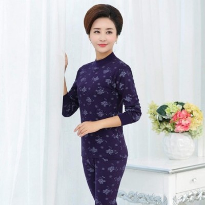 Thermal Underwear 95% Cotton Printed Turtleneck Second Female Thermal Skin Women's Thermal Underwear Set - As Photo9 - CS192R...