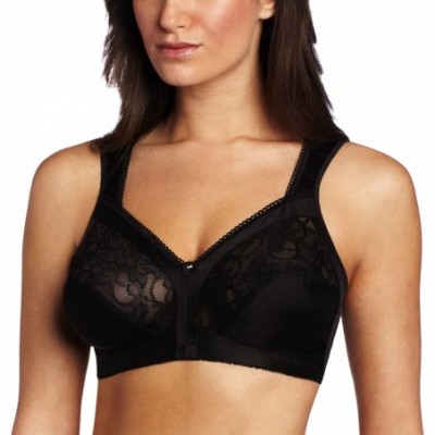 Bras Women's Full Figure Padded Strap Lace Soft Cup Wire Free Bra - Black - CX113YO3UHB