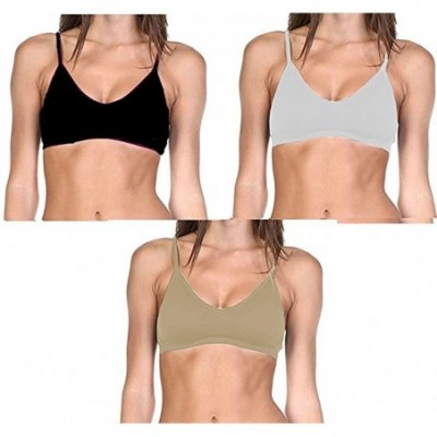 Bras Women's Seamless Convertible V-Neck Padded Wire Free Bra - 3 Pack (Black- Nude- White) - C5184MN3OYQ