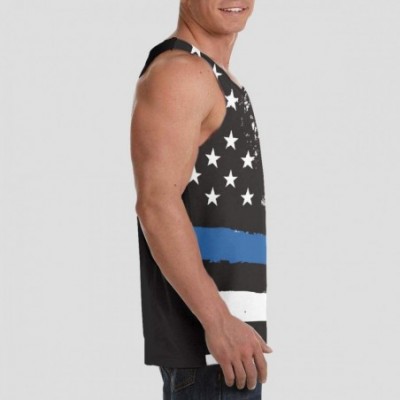 Undershirts Men Muscle Tank Top Summer Beach Holiday Fashion Sleeveless Vest Shirts - Thin Blue Line Flag - CO19D88HG2G