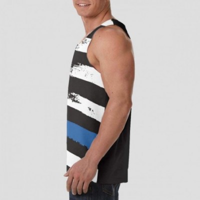 Undershirts Men Muscle Tank Top Summer Beach Holiday Fashion Sleeveless Vest Shirts - Thin Blue Line Flag - CO19D88HG2G