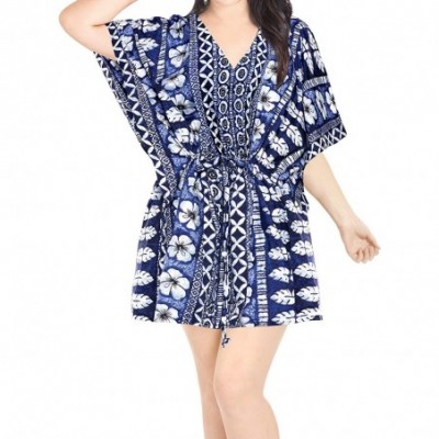 Nightgowns & Sleepshirts Women's Midi Caftan Casual Dress Night Gown Beach Cover Ups Drawstring - Blue_p437 - CE12E5QU7V3