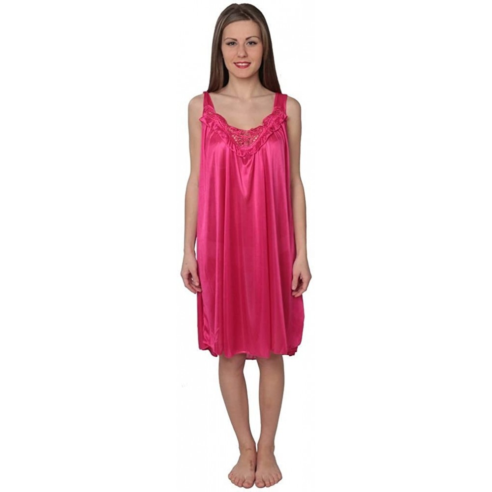 Nightgowns & Sleepshirts Women's Tricot Sleeveless Long Nightgown - Magenta - CS11U7Q170V