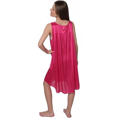 Nightgowns & Sleepshirts Women's Tricot Sleeveless Long Nightgown - Magenta - CS11U7Q170V