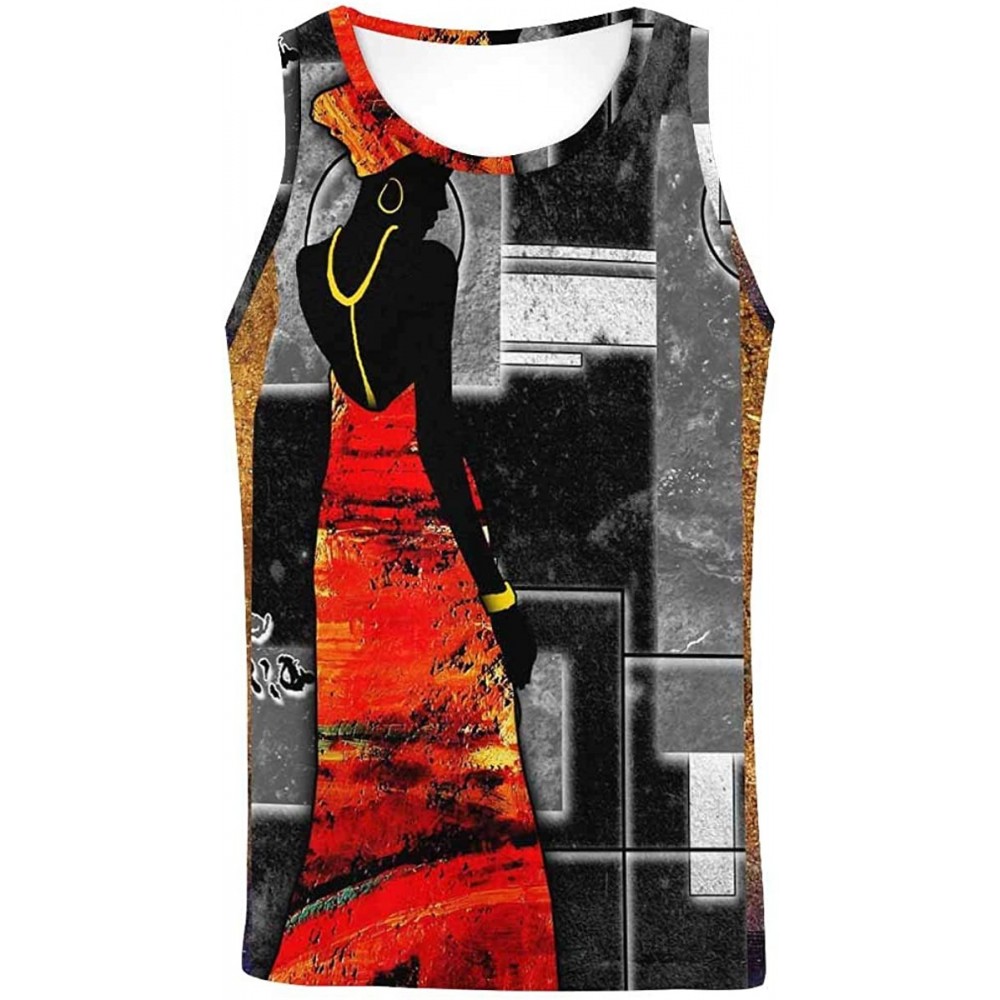 Undershirts Men's Muscle Gym Workout Training Sleeveless Tank Top Africa Wildlife and Sunset - Multi3 - CD19DLO85MY