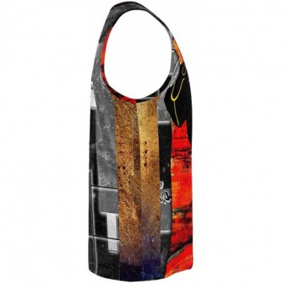 Undershirts Men's Muscle Gym Workout Training Sleeveless Tank Top Africa Wildlife and Sunset - Multi3 - CD19DLO85MY