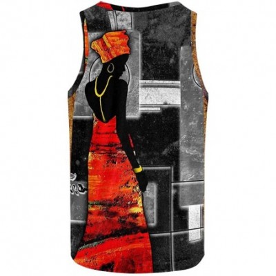 Undershirts Men's Muscle Gym Workout Training Sleeveless Tank Top Africa Wildlife and Sunset - Multi3 - CD19DLO85MY