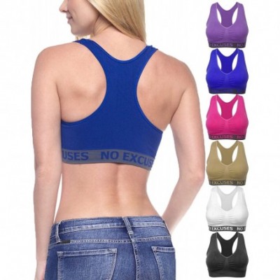 Bras Barbra's Regular & Plus Size Wirefree Racerback Bras with Removable Pads - 6pack "No Excuses" - C012MZ1ZJ75