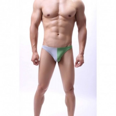 G-Strings & Thongs Men's Colorblock Underwear Breathable Bulge Pouch Mini Bikini Briefs - Green&gray - CJ18AA2MT92