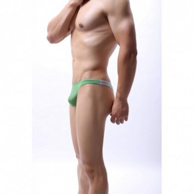 G-Strings & Thongs Men's Colorblock Underwear Breathable Bulge Pouch Mini Bikini Briefs - Green&gray - CJ18AA2MT92