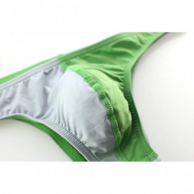 G-Strings & Thongs Men's Colorblock Underwear Breathable Bulge Pouch Mini Bikini Briefs - Green&gray - CJ18AA2MT92