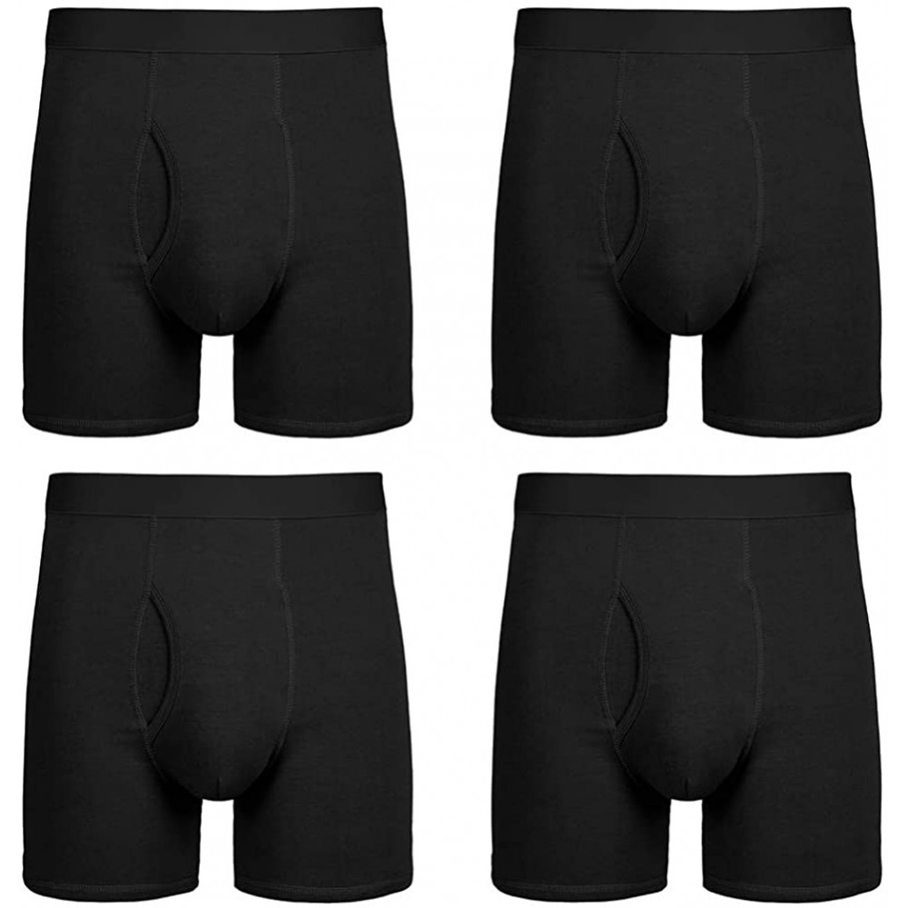 Boxer Briefs Mens Boxer Briefs Underwear Cotton Stretch Boxer Briefs for Men Pack with Mens Pouch Underwear - D Black Pack of...