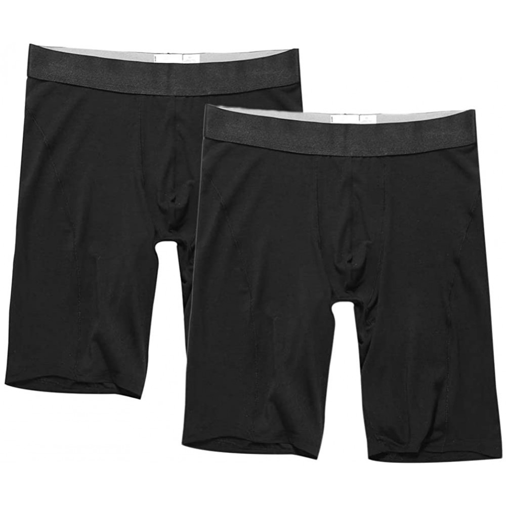 Boxer Briefs Men's Modal Boxer Briefs Long Leg Underwear - 2-pack Black - CJ19D47T245