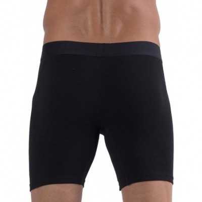 Boxer Briefs Men's Modal Boxer Briefs Long Leg Underwear - 2-pack Black - CJ19D47T245