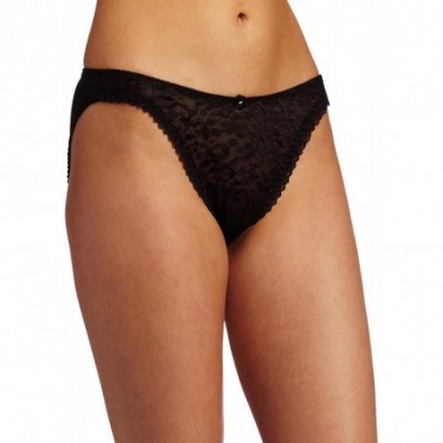 Panties Women's Plus Size Lace high Cut Bikini - Black - CI1131C5C1X