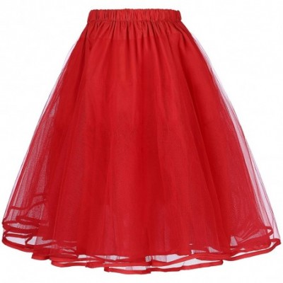 Slips Women's Petticoat Crinoline 50's Christmas Tutu Underskirts (2 Layers) - Red 229-3 - CX12MXXG4QR