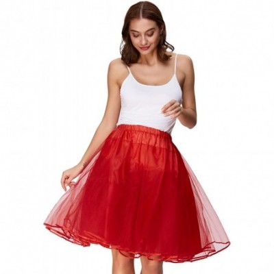 Slips Women's Petticoat Crinoline 50's Christmas Tutu Underskirts (2 Layers) - Red 229-3 - CX12MXXG4QR