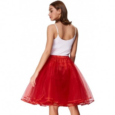 Slips Women's Petticoat Crinoline 50's Christmas Tutu Underskirts (2 Layers) - Red 229-3 - CX12MXXG4QR