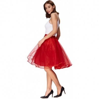 Slips Women's Petticoat Crinoline 50's Christmas Tutu Underskirts (2 Layers) - Red 229-3 - CX12MXXG4QR