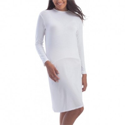 Slips Womens Modal Long Sleeve Shell Slip FK312 - White - CX193WNK4OO