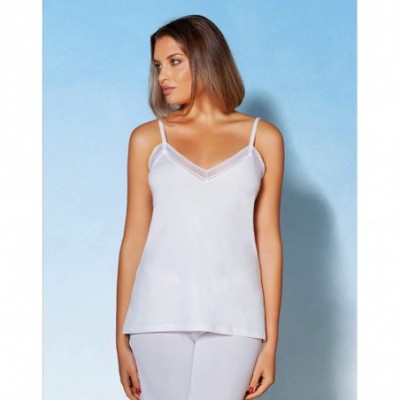 Camisoles & Tanks Luxury Viscose Women's Lace-Trimmed Camisole. Proudly Made in Italy. - Perla - CQ18T8H9ICA