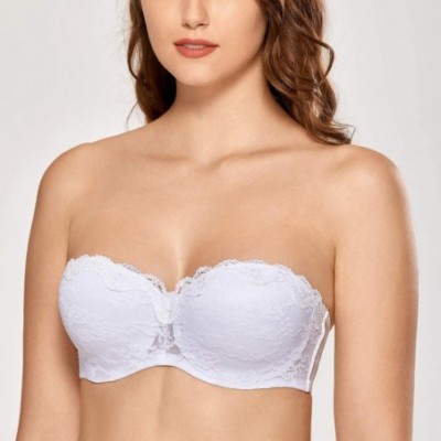 Bras Women's Molded Cup Strapless Bra Lace Underwire Convertible for Bridal - White - CN18LSZYIAT