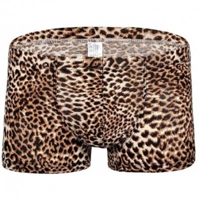 Boxer Briefs Men's Leopard Print Breathable Underwear - Brown - CG18YE7T0A5