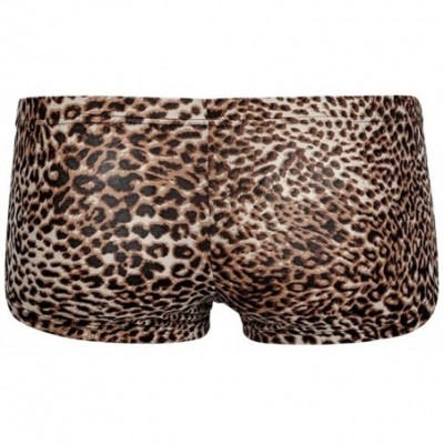 Boxer Briefs Men's Leopard Print Breathable Underwear - Brown - CG18YE7T0A5