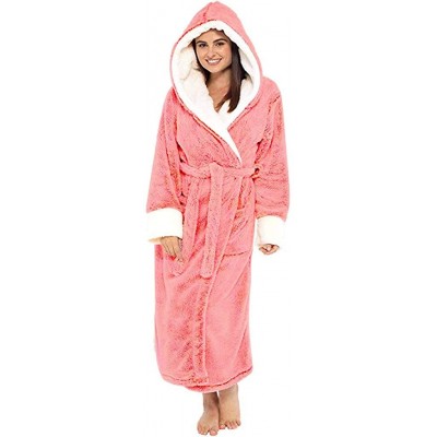 Robes Women's Plush Warm Fleece Bathrobe- Comfy Womens Robe (Pink-Small) - CL194TK4AA0