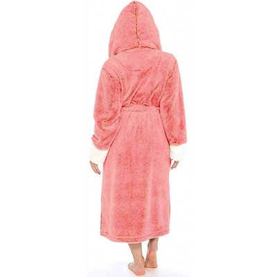 Robes Women's Plush Warm Fleece Bathrobe- Comfy Womens Robe (Pink-Small) - CL194TK4AA0