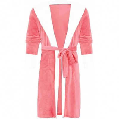 Robes Women's Plush Warm Fleece Bathrobe- Comfy Womens Robe (Pink-Small) - CL194TK4AA0