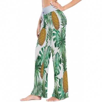 Bottoms Pineapple Fruit Palm Leaf Women's Pajama Lounge Pants Casual Stretch Pants Wide Leg - CD1983NE0WU