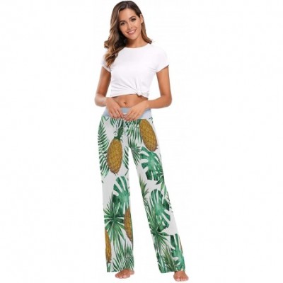 Bottoms Pineapple Fruit Palm Leaf Women's Pajama Lounge Pants Casual Stretch Pants Wide Leg - CD1983NE0WU