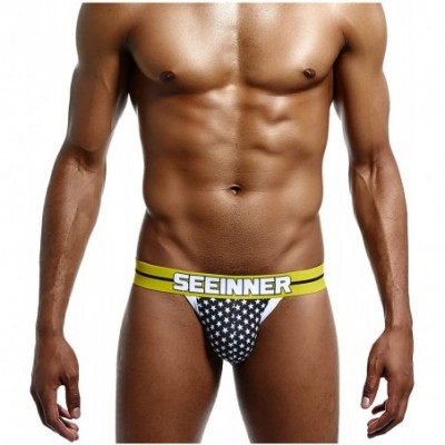 G-Strings & Thongs Men's Sexy Cotton Jockstrap Sport Underwear Athletic Supporter - Black&yellow - CJ18WGGNH8X