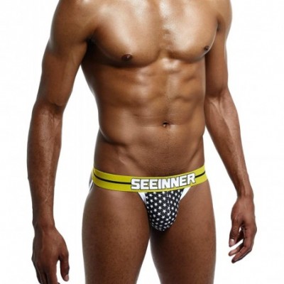 G-Strings & Thongs Men's Sexy Cotton Jockstrap Sport Underwear Athletic Supporter - Black&yellow - CJ18WGGNH8X