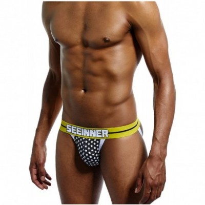 G-Strings & Thongs Men's Sexy Cotton Jockstrap Sport Underwear Athletic Supporter - Black&yellow - CJ18WGGNH8X