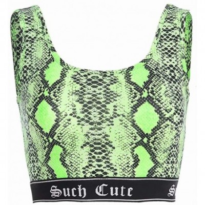 Camisoles & Tanks Women Sexy Snakeskin Print Crop Tube Top Bra for Festivals- Raves- Clubwear - Fluorescent Green a - CZ18X40...