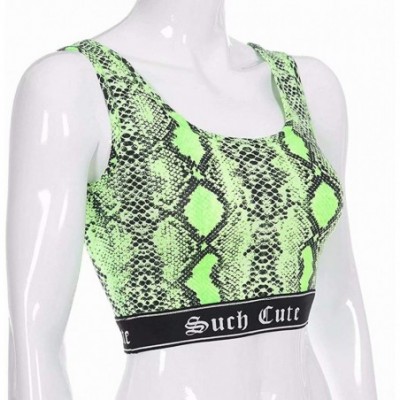 Camisoles & Tanks Women Sexy Snakeskin Print Crop Tube Top Bra for Festivals- Raves- Clubwear - Fluorescent Green a - CZ18X40...