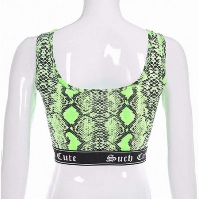 Camisoles & Tanks Women Sexy Snakeskin Print Crop Tube Top Bra for Festivals- Raves- Clubwear - Fluorescent Green a - CZ18X40...