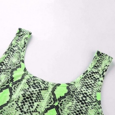 Camisoles & Tanks Women Sexy Snakeskin Print Crop Tube Top Bra for Festivals- Raves- Clubwear - Fluorescent Green a - CZ18X40...