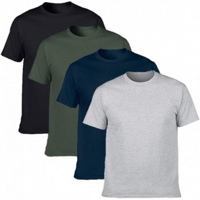 Undershirts Men's Classic Basic Solid Ultra Soft Cotton T-Shirt | 1-2-4 Pack - Black/Deep Forest/Navy/Gray - CY18N77YK9C