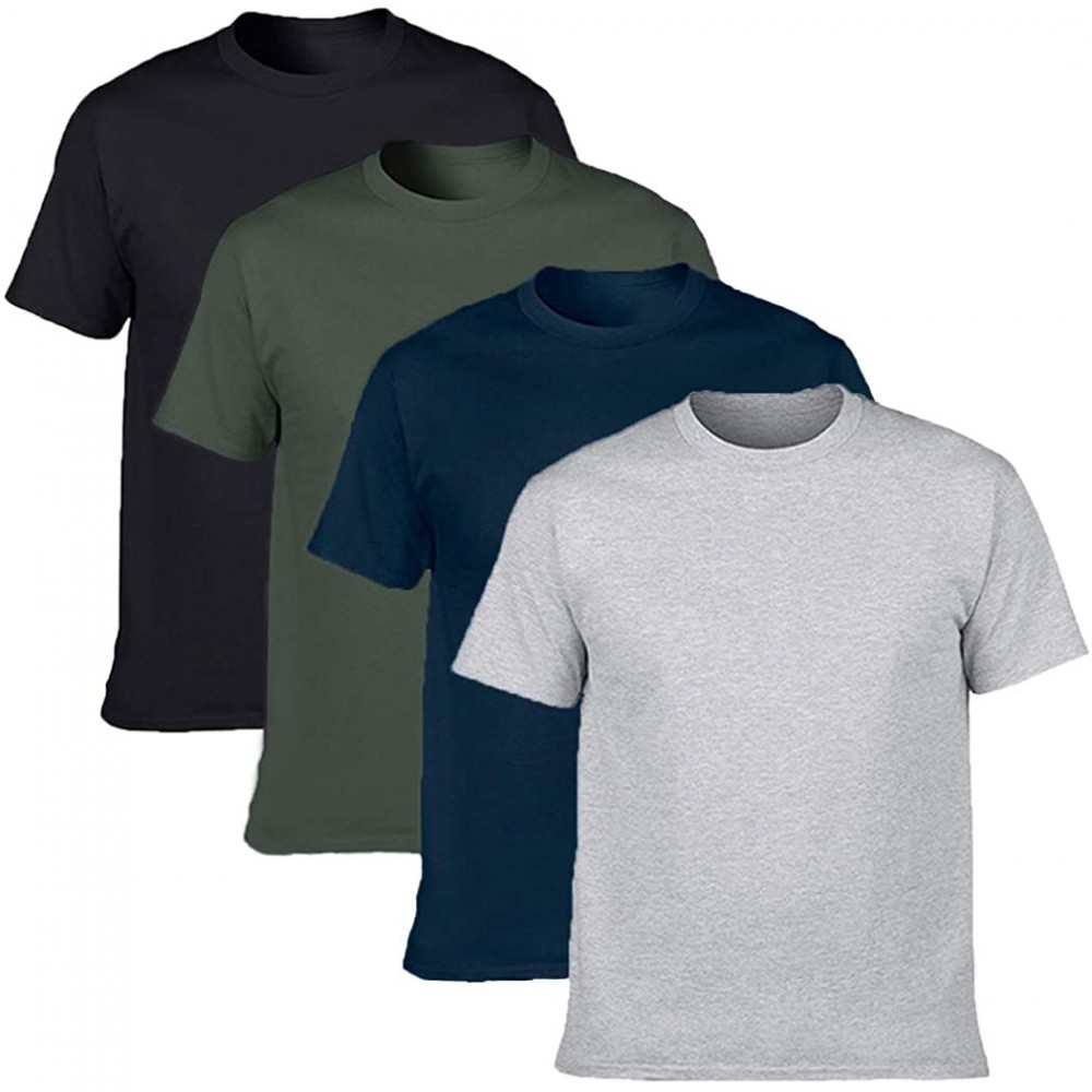 Undershirts Men's Classic Basic Solid Ultra Soft Cotton T-Shirt | 1-2-4 Pack - Black/Deep Forest/Navy/Gray - CY18N77YK9C