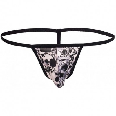 G-Strings & Thongs Men's Panties Printed Men's T-Shaped Exposed PP Sexy Thongs - Black 1 - CA18ZGGE7R3